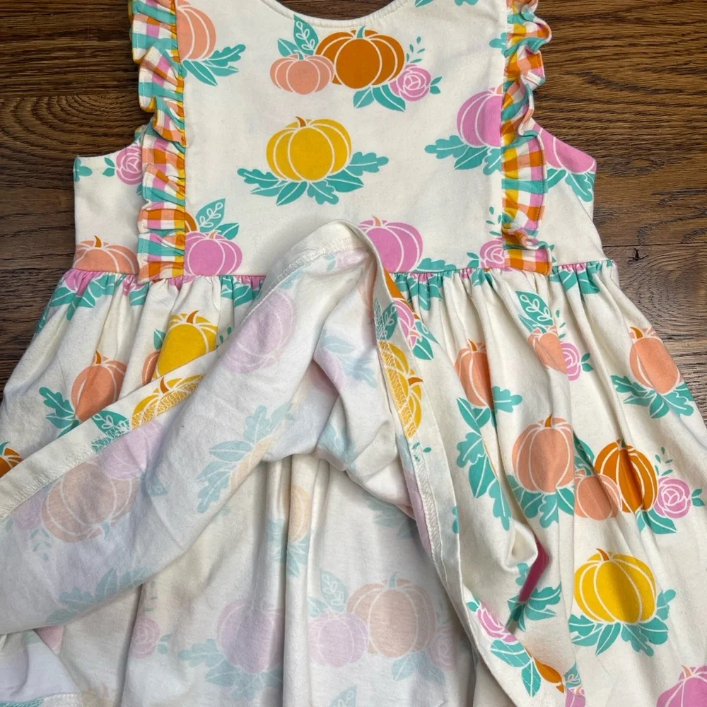 Eleanor Rose Girls Fall Rory Pumpkin Print Sleeveless Top w/ Ruffled Detail 7-8